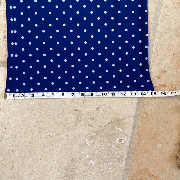 QUACKER FACTORY NAVY DOTTED WIDE LEG PANTS Womens L Flowy beach Nautical QVC - Picture 9 of 12